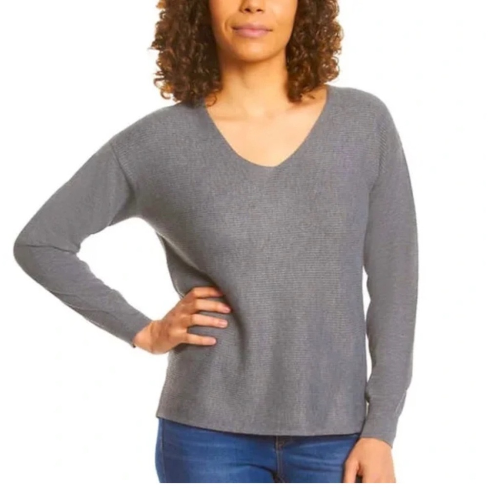 Ella Moss Gray V-neck Sweater